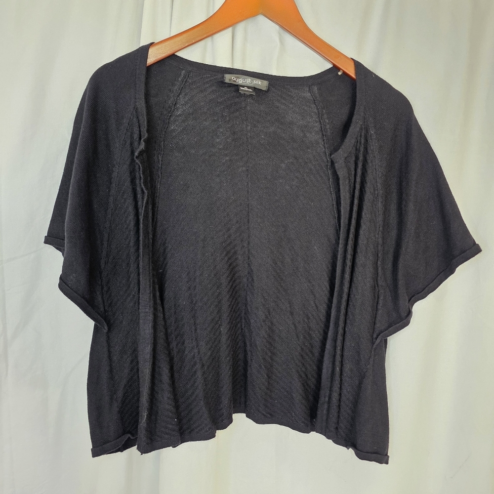 August Silk Cotton Blend Knit Shrug Crop Relaxed  Normcore Elevated Basics